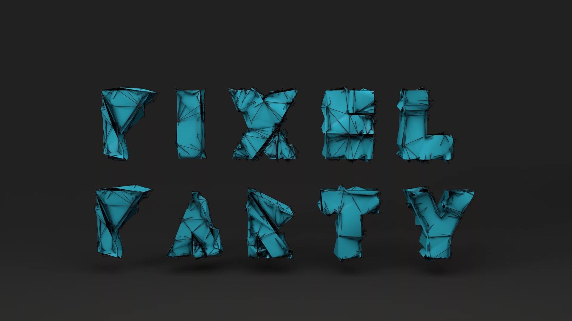 Pixel Party in teal crystal letters